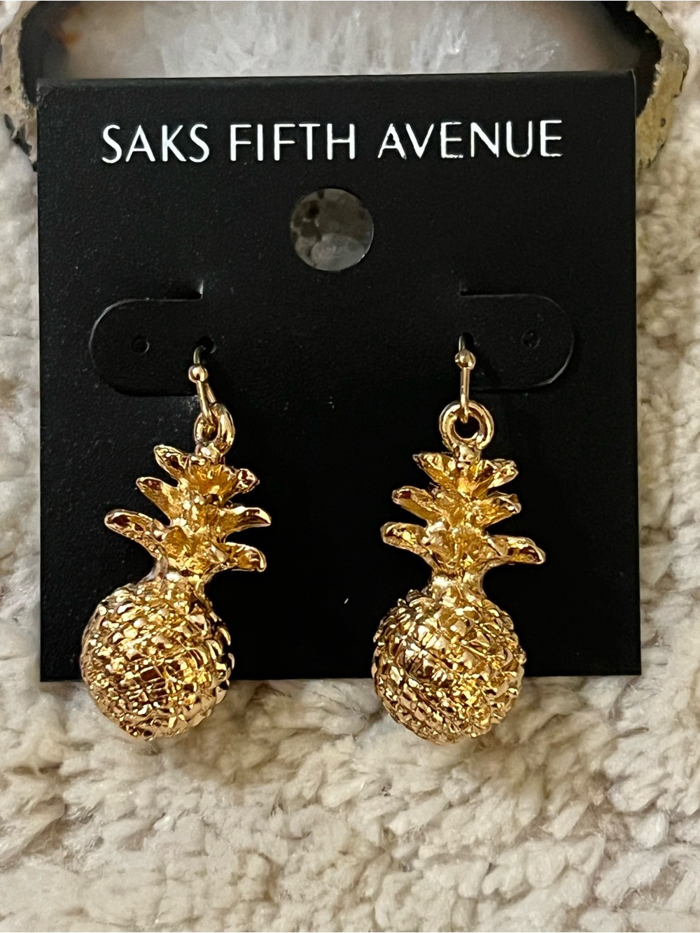 Saks Fifth Avenue Gold Pineapple Drop Earrings